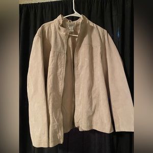 Chico’s light tan thick linen zip-up jacket size 3